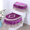 Toilet Seat Covers Zippered Velvet European Style Three Piece Cover Four Seasons Universal Cushion