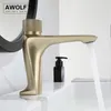 Bathroom Sink Faucets MaBlack Basin Faucet Solid Brass Push Button Deck Mounted Brushed Gold And Cold Mixer Tap ORB ML8116