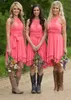 Halter Neck Chiffon Short Bridesmaid Dresses 2019 Backless Country Style Summer Wedding Guest Dress Watermelon Beach Gowns4861315