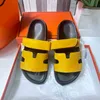 Designer kapcie płaskie skórzane letnie sandały damskie luksusowe kapcie wujek moda Wysokiej jakości swobodne sandały kurortu na plaży 36-45 -001