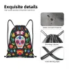 Día de los muertos Sugar Skulls Mochila con cordón Mochila deportiva Bolsa de gimnasio para mujeres Hombres La Calavera Catrina Training Sackpack w3qG #