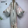 Kimono Vrouwen Retro Zomer Afdrukken Lange Mouw Vest Vrouwelijke Blouse Losse Casual Beach Cover Up Party Koeweit Kaftan