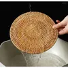 Table Mats Rattan Handmade Round Insulation Pot Mat Placemat Kitchen Tea Ceremony Accessories Decor