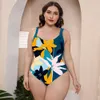 3xl 4xl 4xlプラスサイズビキニス女性サマーフローラルプリントブラジルの水着水着バックレスセクシーな入浴スーツ240322