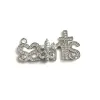 Charms 5pcs Cubic Zirconia Pave Saints Mot Charms Gold Plated Letter Pendant For Bracelet Collier Bangle Bijoux