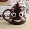 Muggar tecknad leende poop mugg te kaffekopp rolig humor gåva 3d hög med med handgrip lock kontor drinkware 400 ml