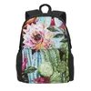 Bolsas de almacenamiento Mochila Floral Cactus Casual Impreso Libro Escolar Hombro Viaje Portátil Bolsa Para Mujeres Hombres