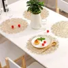 Table Mats PVC Bronzing Hollow Non-Slip Kitchen Placemat Insulation Pad Dish Coffee Mat Home El Decor Silver