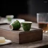 Tazze 1 pezzo tazza da tè in ceramica cinese vintage abbronzante home office teaset accessori bicchieri regali creativi verde 30 ml