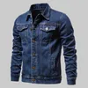 Cotton Denim Jacket Men Casual Solid Color Lapel Single Breasted Jeans Spring Slim Fit Quality Mens Jackets 240321