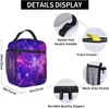 purple Galaxy Print Lunch Box Reusable Portable Insulated Lunch Bag Bento Tote Cooler Bag for Office Work School Picnic Travel a0Fa#