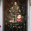 Naklejki okienne 2024 Dekoracja Bożego Narodzenia statyczna tracynless vitrine rok drzewo Old Man Snowman Snowflake Naklejka