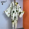 Kimono Elegant Print Boho Kaftans Beach Wear Cover-ups Cardigan Sexy Maxi Outfits For Women Vestidos Para Playa