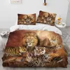 Set da letto con trapunta di lusso di tigre leopardo 3d, set di copertura per trapunta di copertura del piumino, set di lettiere matrimoniale