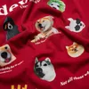 T-shirt con stampa carina American Trendy Dog Coppia 2024 Estate in puro cotone a maniche corte per uomo e donna