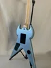 Guitare électrique OEM chinois V Flying V Style Metal Blue Color Duplex Tremolo System Zakk Wylde Guitar Audio 369