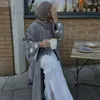 Ubranie etniczne 2024 Chmury lniane haftowane Dubai Turcja Elegancka kardigan szata otwarta Abaya Islamska Hidżab Abayat Muzułmańska Kobieta Ramadan
