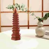 Décorations de jardin Modèle de tour de bouddhisme rétro Statue décorative en bois Artisanat de table
