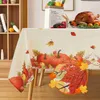 Table Cloth Thanksgiving Pumpkin Maple Leaf Rectangle Tablecloth Holiday Party Decoration Reusable Waterproof Tablecloth Holiday Party Decor Y240401