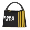 Born To Fly Flight Pilot Borsa termica per il pranzo Aviati Aviator Captain Lunch Tote Box per le donne Borse da picnic per la scuola T7mm #