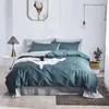 50 ensembles de literie de marque de luxe ensemble de linge de lit en soie Satin simple Double couvre-lit couvre-lit sur drap de lit avec bande élastique 240326