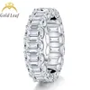 Goldleaf White Ring Jewelry 14K Gold Emerald Cut D Color Moissanite Ring