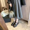 Scarpe casual MKKHOU Sandali alla moda da donna in vera pelle di alta qualità con punta divisa e cinturino con fibbia alla caviglia Mary Janes moderne