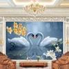 壁紙wellyu papel de paredeカスタム壁紙ロマンチックな暖かい白鳥のマグノリアリビングルーム結婚壁紙張り