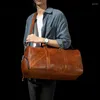 Storage Bags First Layer Vegetable Tanning Leather Travel Bag Large Capacity Luggage Men Business Handbag Computer