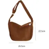 Sac à bandoulière en velours côtelé de couleur unie Fi coréen sac à bandoulière décontracté grande capacité sac à main de style paresseux femmes 32Gd #