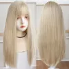 Perruques houyan synthétiques longs cheveux raides platine blonde blonde bangs féminins cosplay cote lolita heatreSistant Party Wig