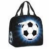 Soccer Ball Lunch Box Football Mönster Kylare Termisk matisolerad lunchväska Skol Barn Student Återanvändbara Picknickpåsar 17fg#