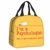 Jestem psychologiem Nie, nie mogę czytać twojego umysłu torba na lunch psycholog chłodnica termiczna Izolowana lunch pudełko dla worków dla dzieci dla dzieci o5rz#