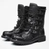 laarzen retro heren motorfiets laarzen 2022 mode midcalf punk rock schoenen heren pu lederen zwart high top combat boot man militaire bota's