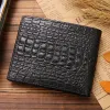 crocodile Skin Wallet Men 100% Genuine Leather Small Zipper Short Men Wallets Credit Card Holders Coin Pocket Purse Alligator E436#