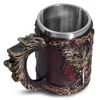 Tasses 600ml Creative Viking Baril En Bois Bière Tasse En Acier Inoxydable Résine Tasse À Café Thé Bar Fête Grande Capacité Eau