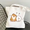 Sac de boutique de femmes mignons chien imprimé harajuku réutilisable shopper canvas sac fille sac à main