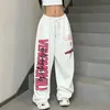 Koreański list modny Drukuj Joggers dresspants kobiety Kpop Casual Pants Jazz Dance Hiphop Hip Hop Pants Streetwear Y2K 240322
