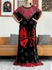 Abbigliamento etnico 2024 Abito da festa estivo per donna africana Grande sciarpa in cotone stampato floreale allentato Boubou Maxi Islam Donna Manica corta Abaya