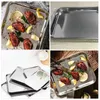 Plates Stainless Steel Rectangular Tray Nonstick Cookie Sheet Pan Fruit Dessert Dish Snack Plate Serving For Kitchen Restaurant (