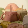 Kawaii Childrens Siliconen Leren Drinkbeker Baby Snack Cup Twee-in-een Honingpot Voedsel Opslag geboren accessoires 240325