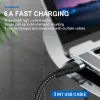 3IN1 2IN1 6A 100W USB TYPE-C Câble de charge rapide Micro USB Type-C Câble de données du chargeur pour iPhone 14 13 12 Samsung Xiaomi Huawei