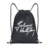 Franska rocklegenden Johnny Hallydagen dragskot ryggsäck sport gymväska för män kvinnor shoppar sackpack a0np#