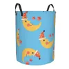 Laundry Bags Folding Basket Moon Star Cute Round Storage Bin Hamper Collapsible Clothes Bucket Organizer