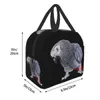 Afrikansk grå papegoja isolerad lunchväska för arbetsskola Psittacine Bird Portable Cooler Thermal Lunch Box Women Kids Food PALLS H6CP#