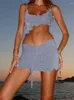 Work Dresses BOOFEENAA Glitter 2 Pieces Set Frilly Backless Halter Top And Drawstring Mini Skirt Sexy Summer Outfits Women 2024 C71-BH12