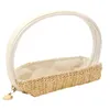 Storage Boxes Portable Makeup Holder Hand-woven Straw Bag Capacity Waterproof Organizer Case For Toiletry Cosmetic Pouch