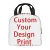 custom Your Design Insulated Lunch Bag for Women Resuable Customized Logo Printed Cooler Thermal Lunch Box Office Work School v2vI#