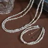 Chaîne de clavicule en perles d'eau douce naturelles baroques en argent écrasé avec un design unique, paquet en or américain 14 carats, boucle sterling S925