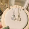 Muziek Decoratie High Ice Jade Kalebas Ketting Vrouwelijke Herfst en Winter Fortuin Sterling Zilveren Hanger Sleutelbeenketting China-chique stijl